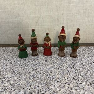 Set Of (5) Thomas Clark Christmas Gnomes Carolers